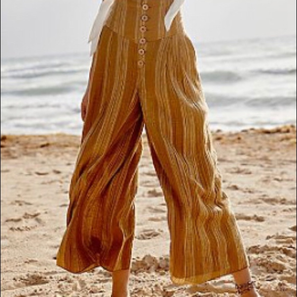 Free People White Sands Wide Leg pant- S- Ochre